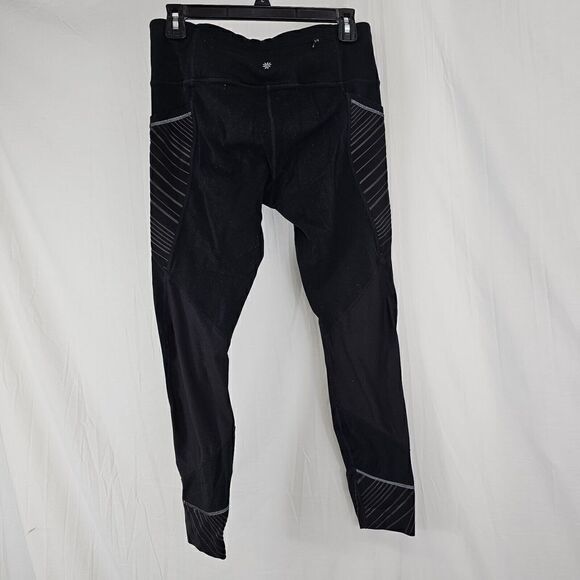 Athleta Shimmer Stripe Relay 2.0 Tights Black Pockets 870931 Womens Size Medium - Picture 8 of 9